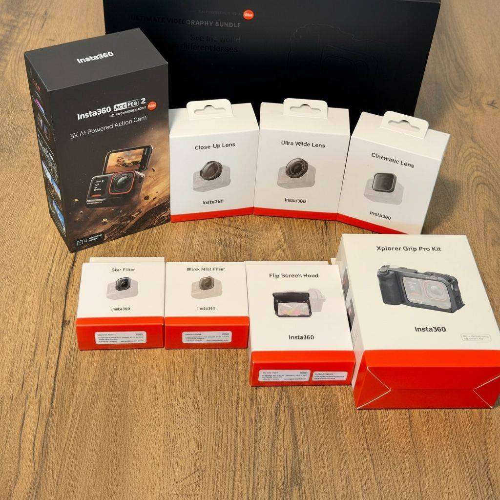 Insta360 Ace Pro 2 Ultimate Bundle | 8K Leica | 3 Lenses + 2 Filters + Xplorer Grip | SEALED NEW