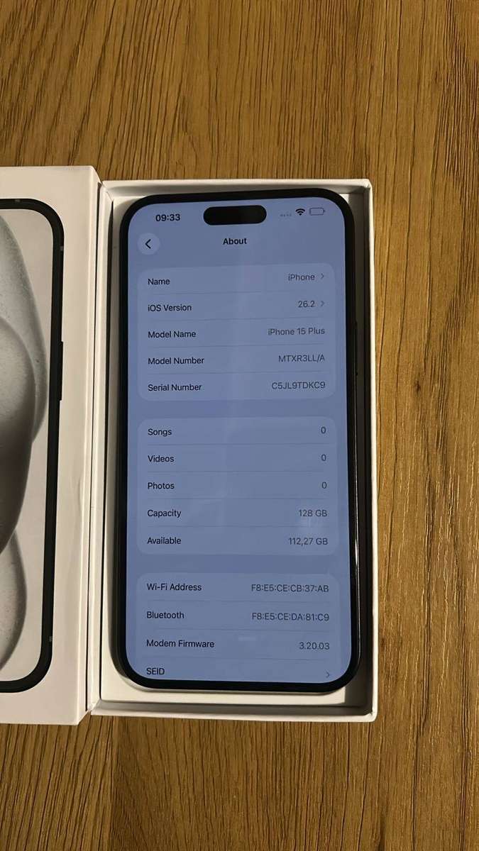 Apple iPhone 15 Plus 128GB Midnight Dual SIM Mint