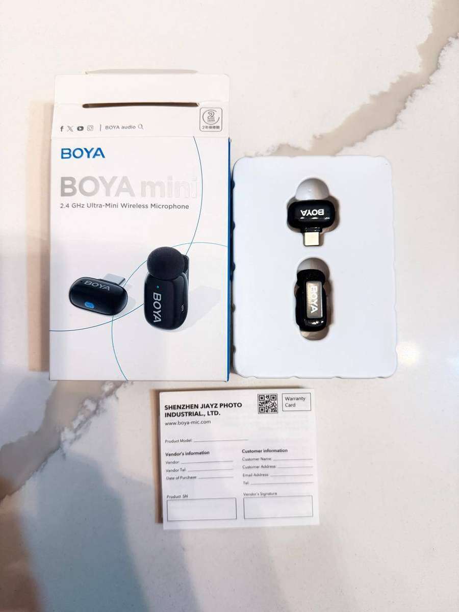 BOYA Mini-17 2.4GHz Ultra-Mini Wireless Microphone USB-C  Noise Cancellation  New Open Box