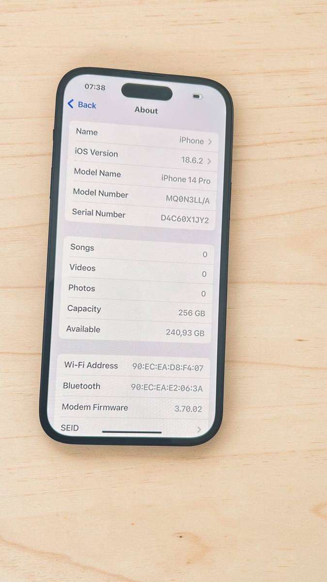 Apple iPhone 14 Pro 256GB Space Black  eSIM    86% Battery Health  Excellent Condition