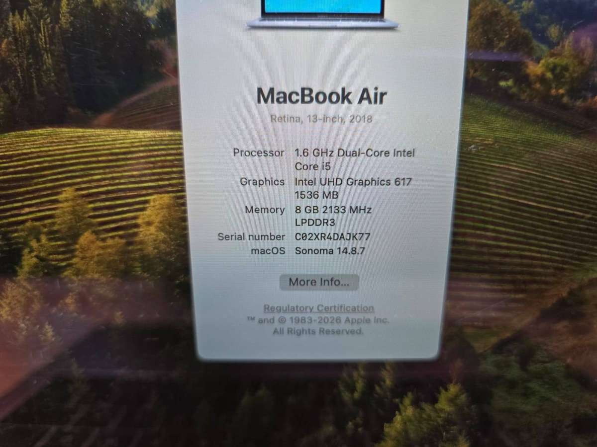 Apple MacBook Air 13 Retina (2018) | Intel i5 | 8GB RAM | 128GB SSD | Space Grey | macOS Sonoma