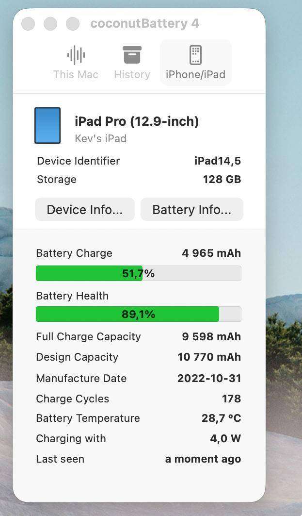 Apple iPad Pro 12.9 6th Gen (2022) M2 | 128GB WiFi | Space Grey | Battery Health 89%