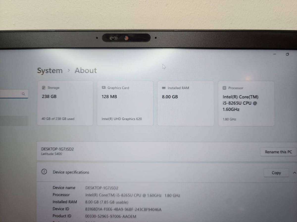 Dell Latitude 5400 i5 8th gen 8gb ram 256gb ssd lte