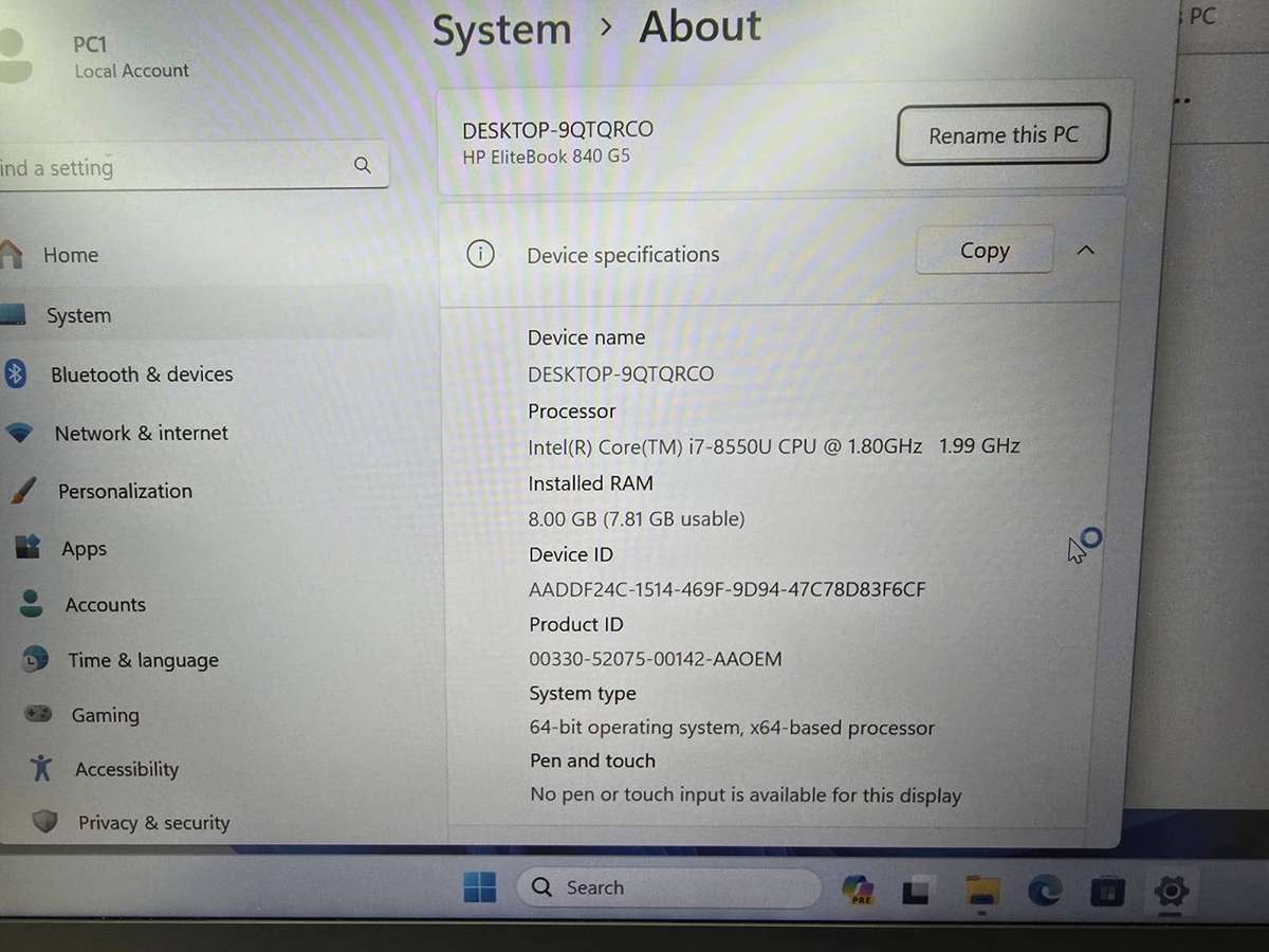 HP EliteBook 840 G5 Core i7 8th Gen  8GB RAM  256GB SSD  14  LTE  Windows 11 Pro