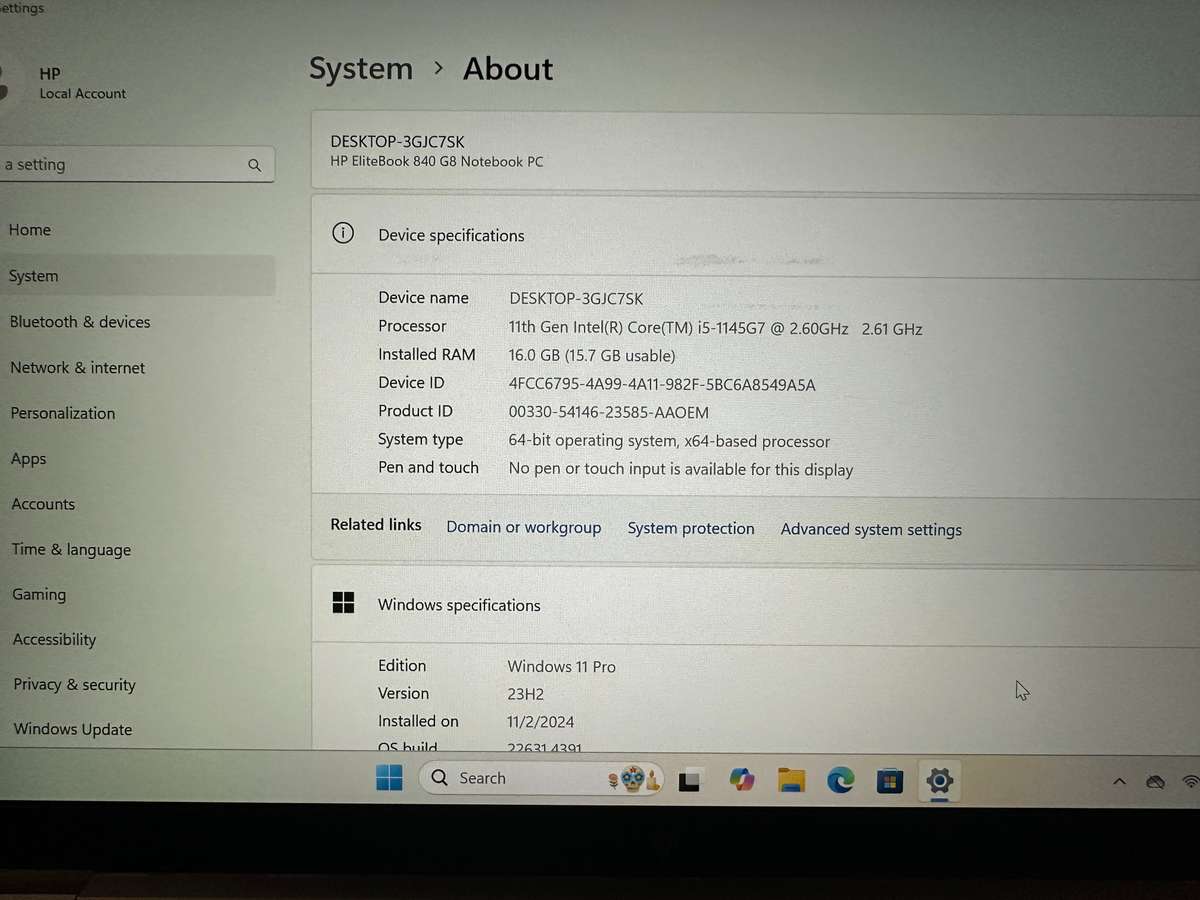 HP 840 G8 CORE I5  11TH GEN 16GB RAM 256GB SSD LTE FHD DISPLAY HP WARRANTY INTEL IRIS XE GRAPHICS