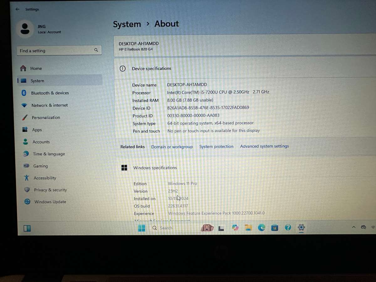 HP EliteBook 820 G4,12.5  Intel i5-7200U@2.5GHz, 8GB RAM, 256GB m.2 SSD