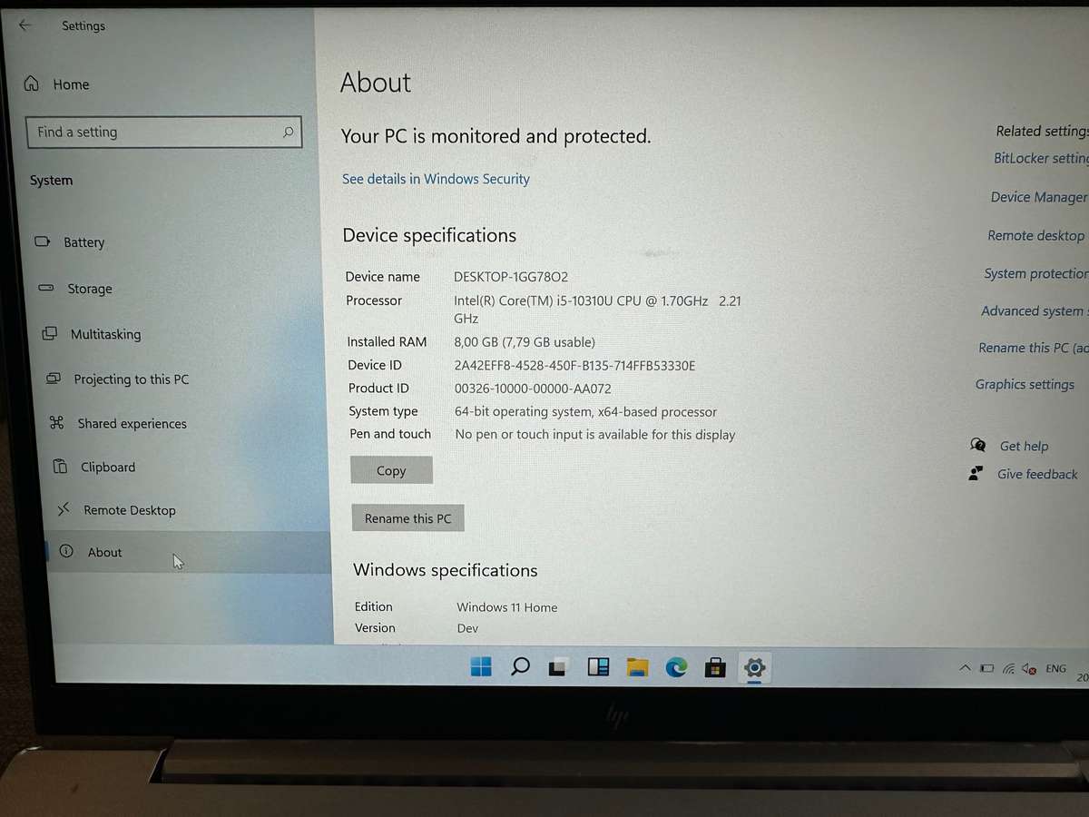 HP ELITEBOOK 840 G7 CORE I5 10TH GEN 8GB RAM 256GB SSD