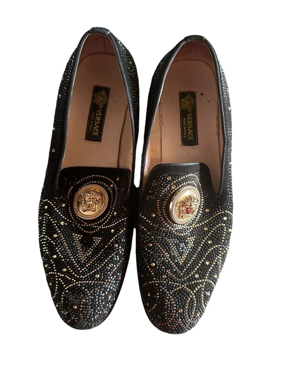 VERSAGE SUEDE BLACK SIZE 43 ORIGINAL MAN SHOES