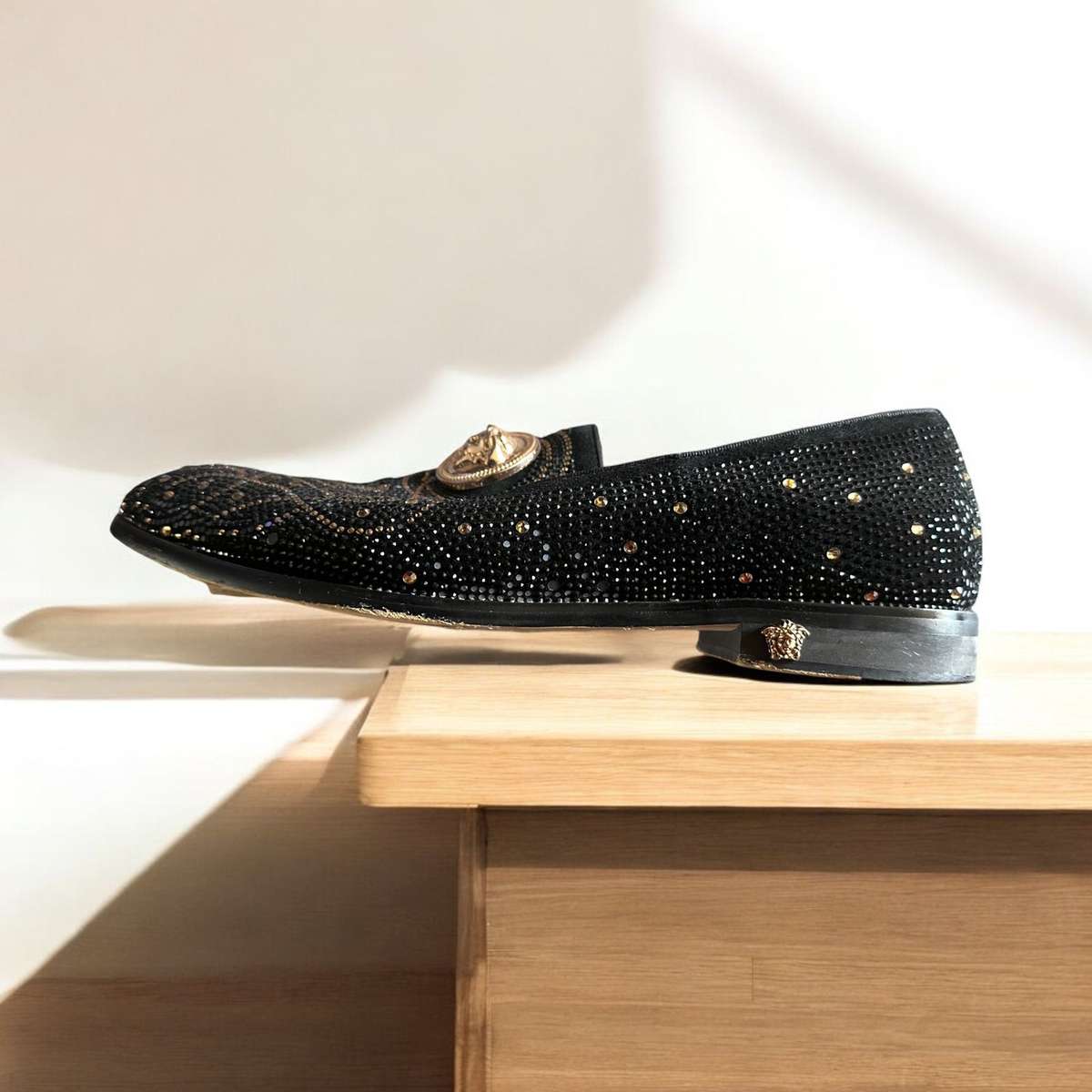 VERSAGE SUEDE BLACK SIZE 43 ORIGINAL MAN SHOES