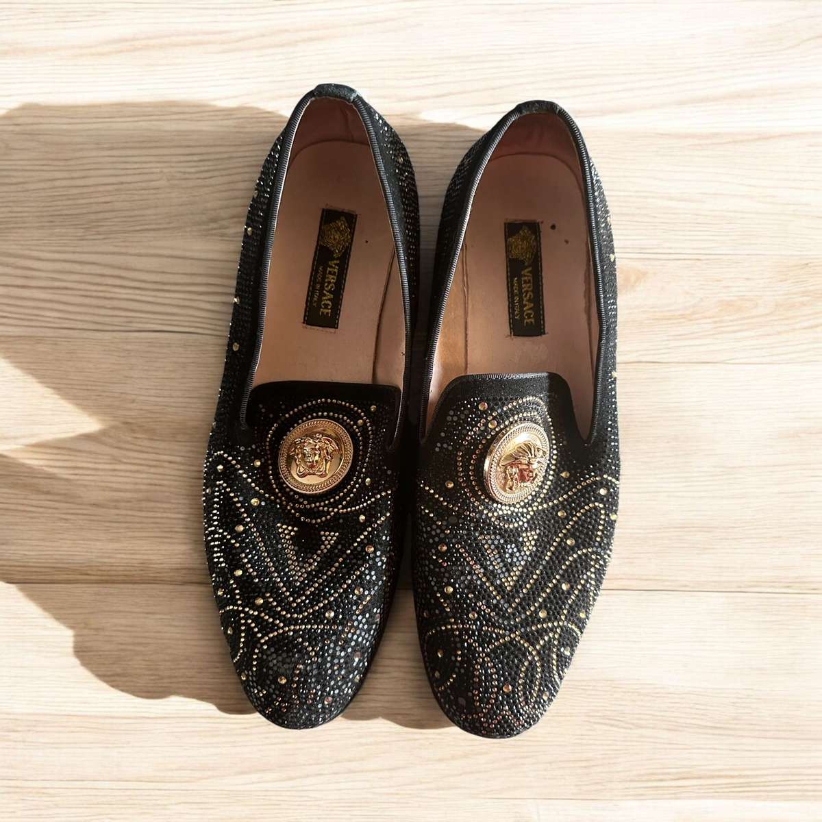 VERSAGE SUEDE BLACK SIZE 43 ORIGINAL MAN SHOES