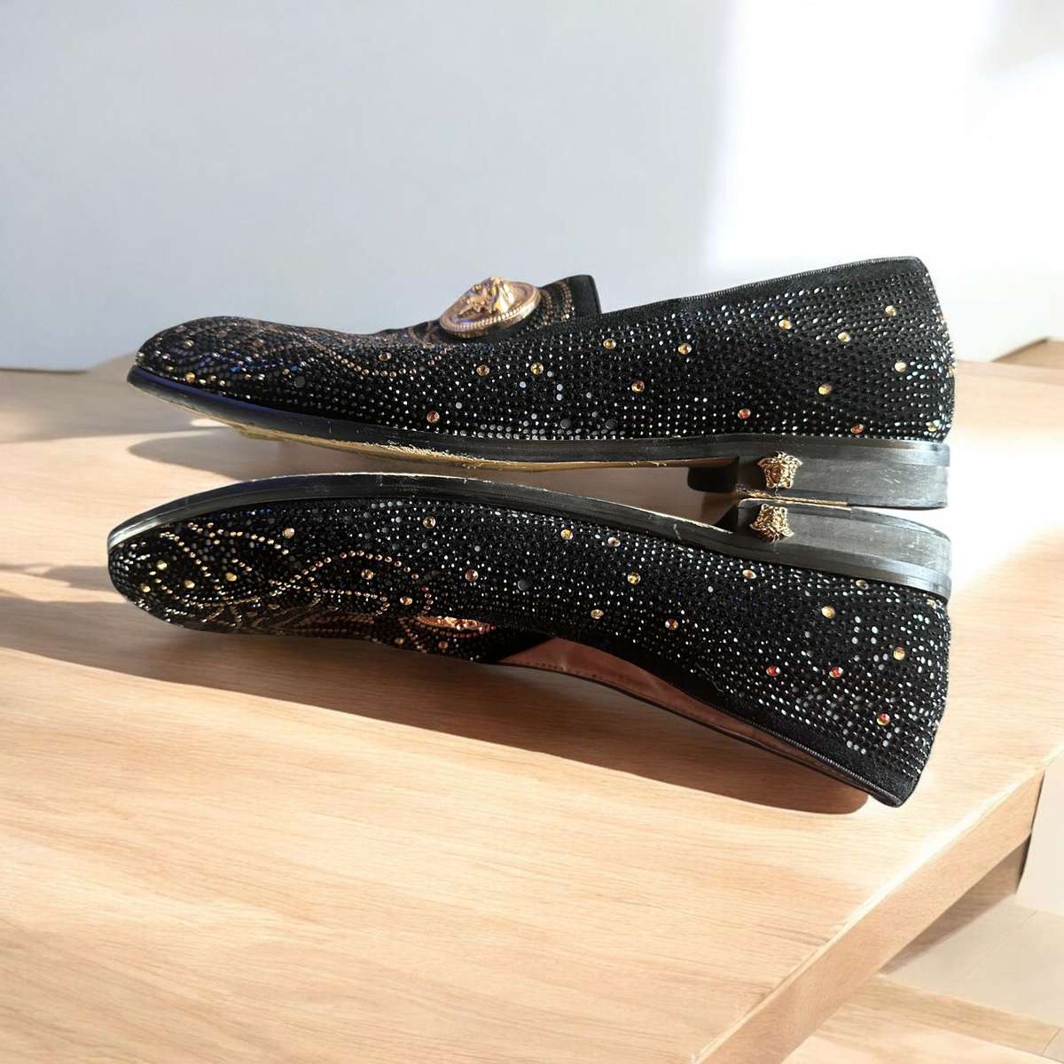 VERSAGE SUEDE BLACK SIZE 43 ORIGINAL MAN SHOES