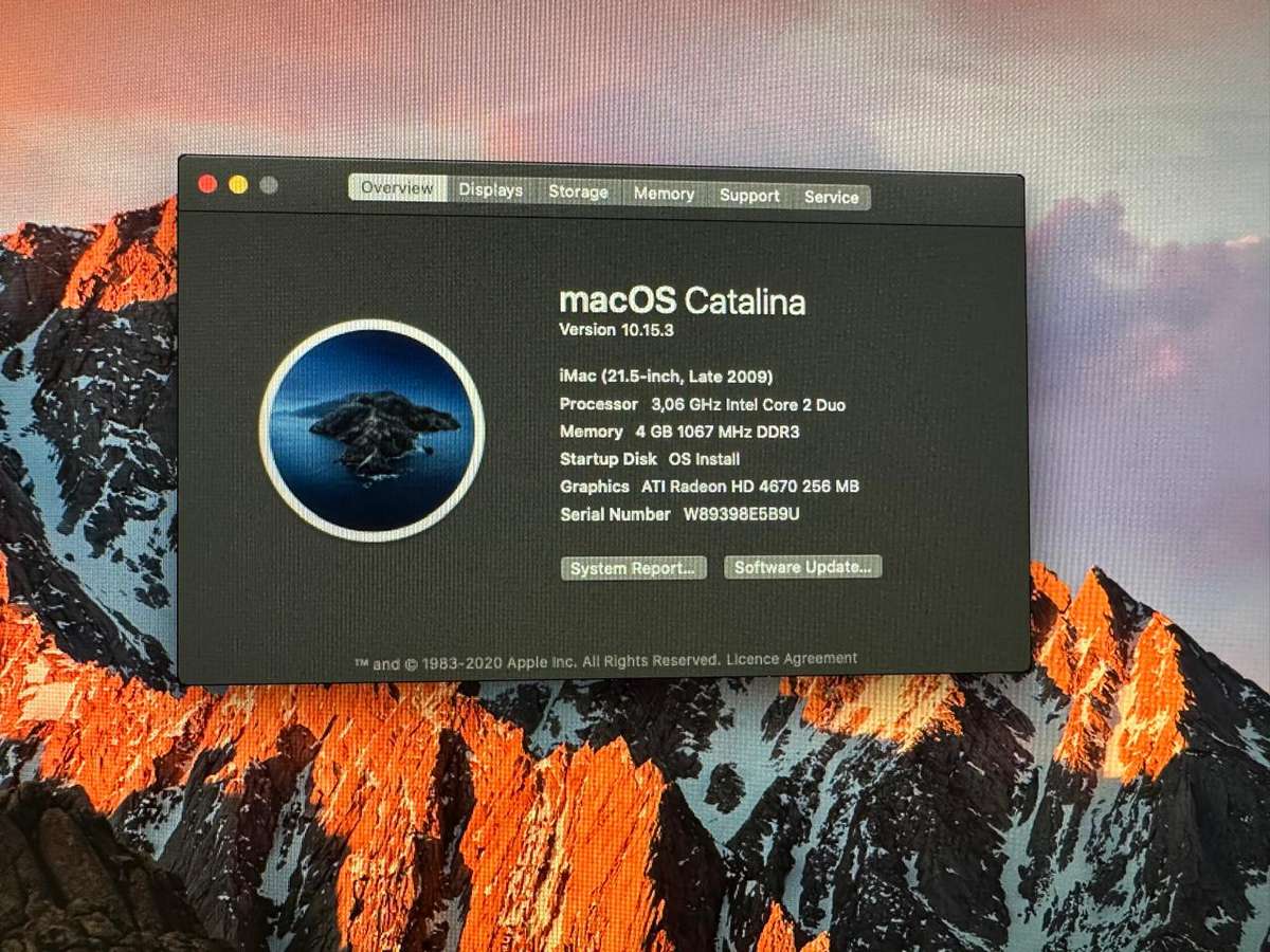 Apple IMac 21.5 Inch Late 2009 Intel Core 2 Duo 4gb Ram 1tb Hdd