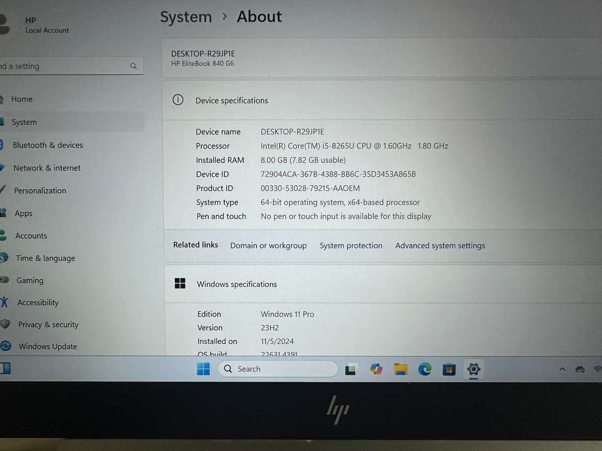 HP EliteBook 840 G6  8th Gen i5-8265U@1.8GHz, 8GB RAM, 256GB SSD FHD Display LTE