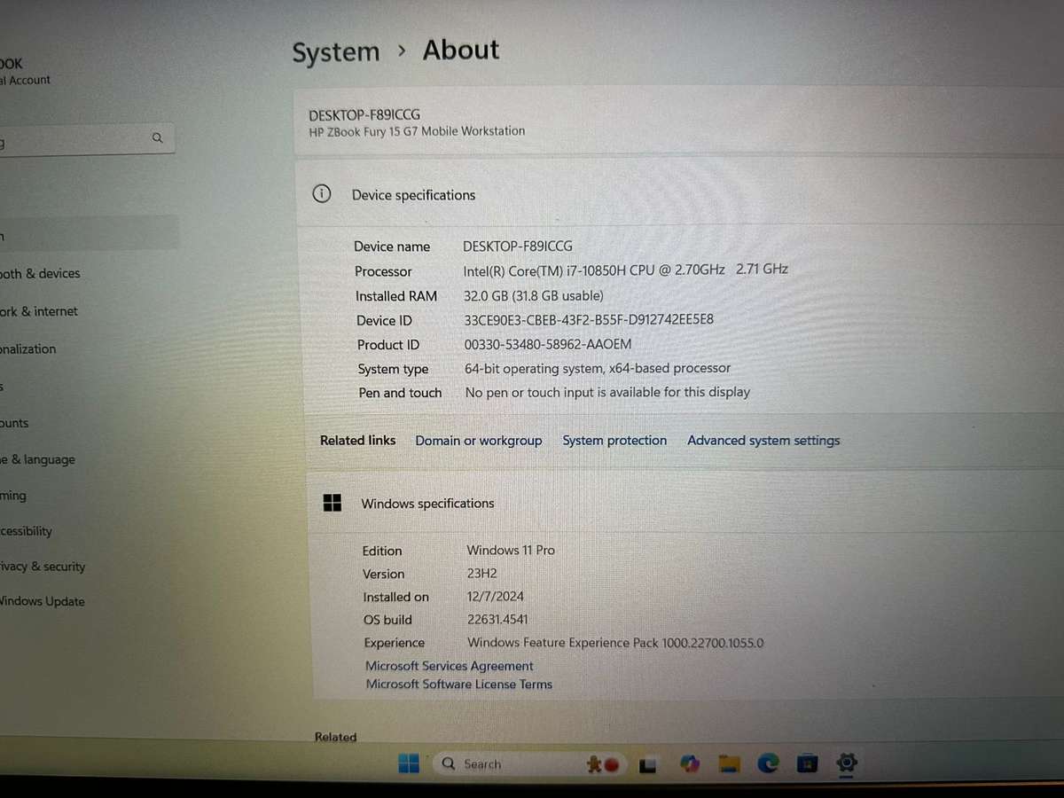 HP ZBOOK FURY 15 G7 | CORE i7-10850H | 32GB RAM | 256GB SSD |  Full HD | LTE AMD RADEON RX {TM}55OOM