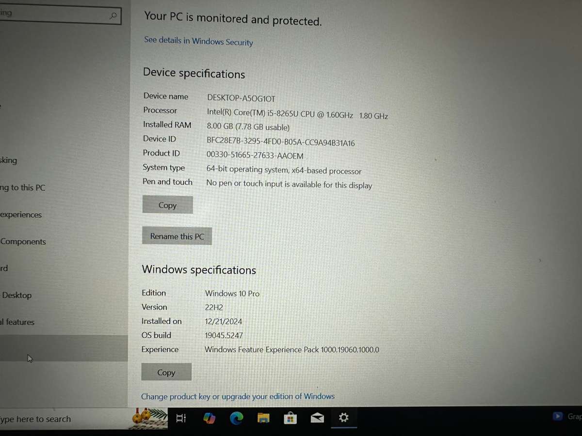 Dell Vostro 5581 8th Gen Intel Core i5-8265U, 8GB RAM 256GBSSD