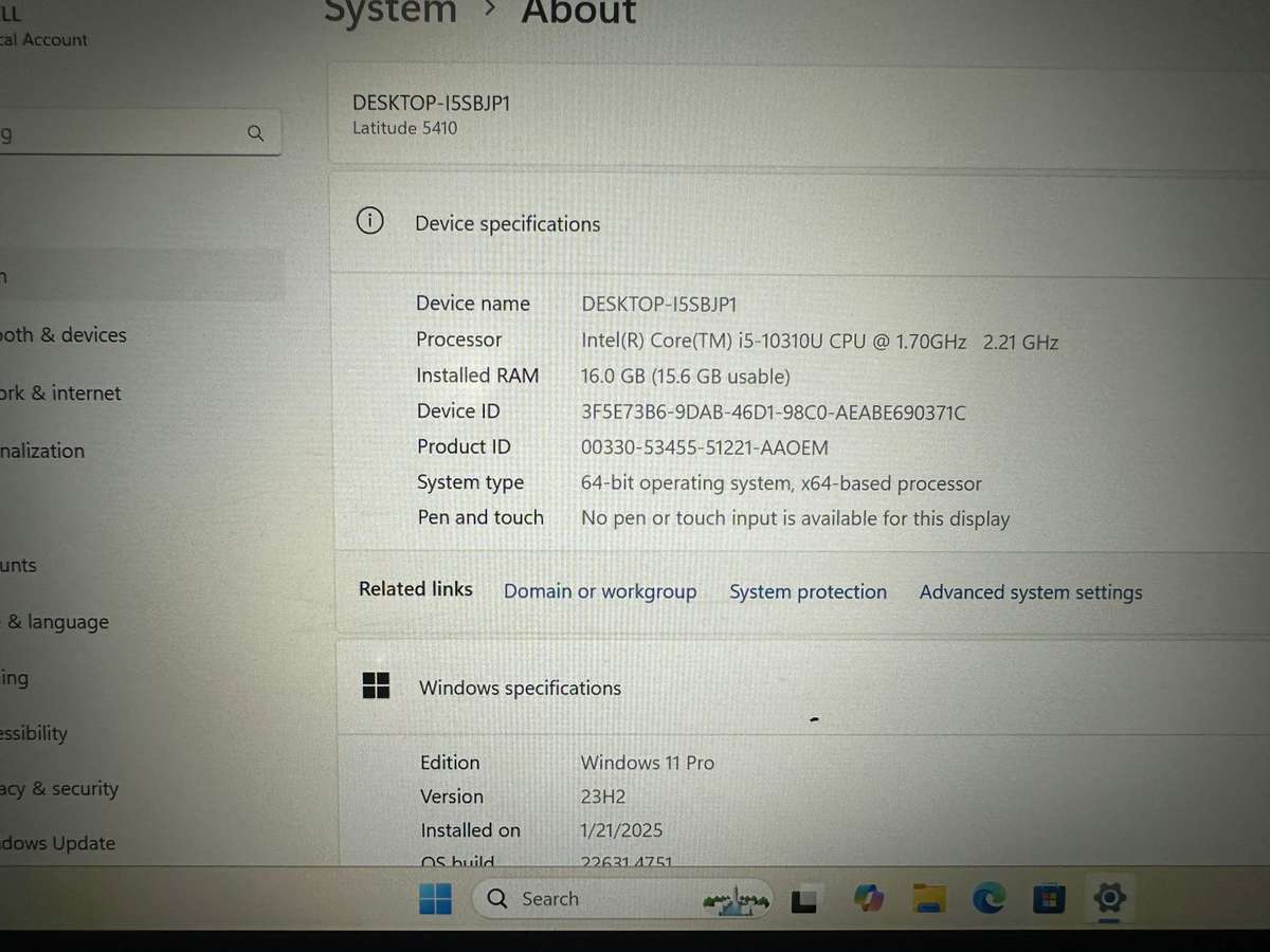 Dell Latitude 5410, 10th Gen i5-10210U@1.6GHz, 16GB RAM, 512GB NVMe SSD, 14` FHD Display, Windows11