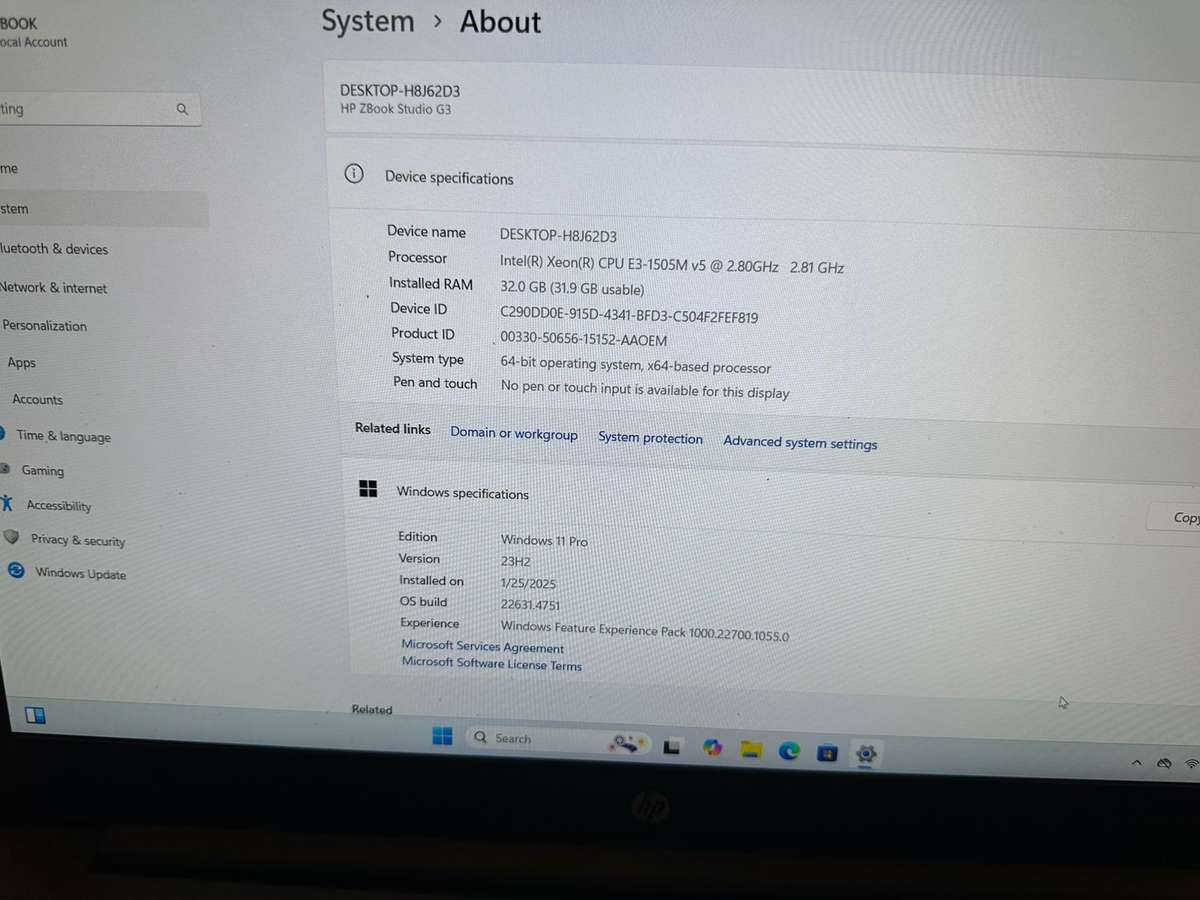 HP ZBook 15 G3 Workstation 15.6" Intel Xeon E3-1505M v5 2.8GHz 32GB 1TB SSD