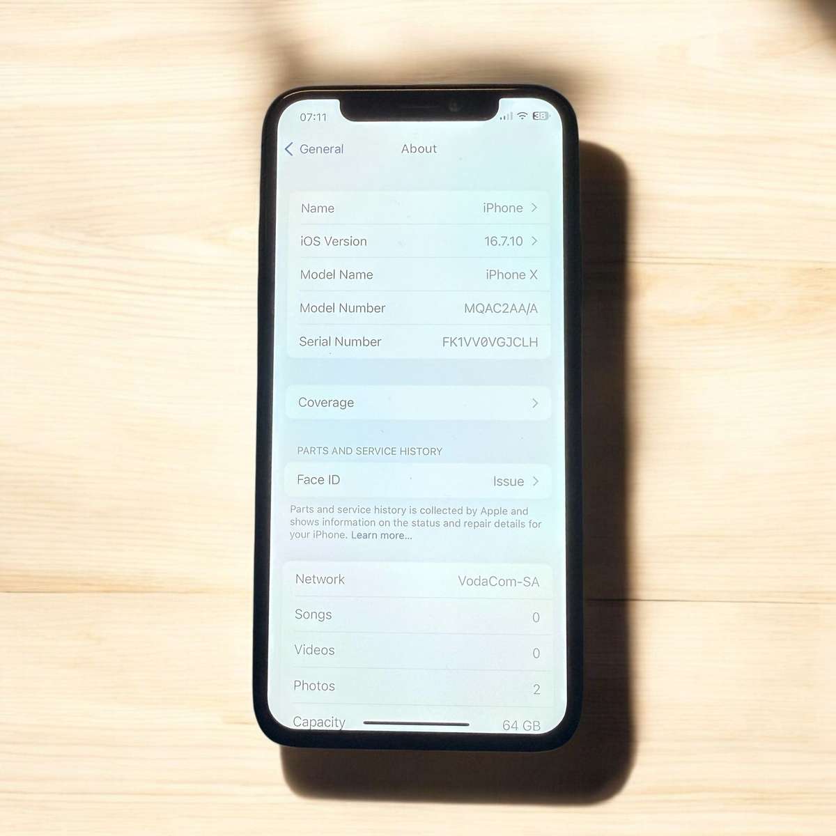 i phone  X  64GB 100% batt no face id