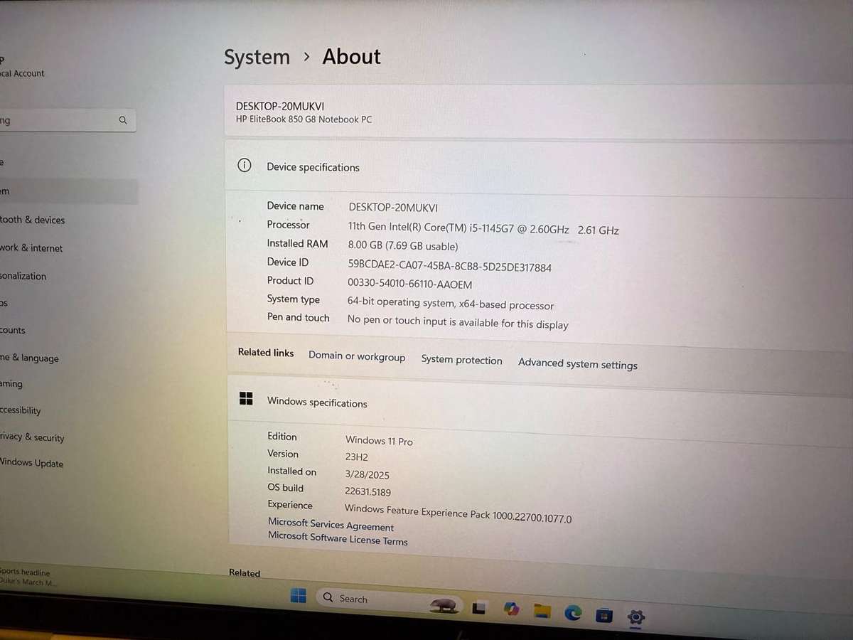 Hp Elitebook 850 G8 I5  11th Gen Fhd Display  Lte  8gb ram 256gb ssd