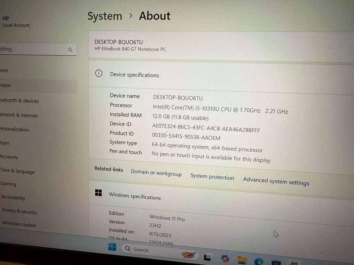 Hp Elitebook  840 G7 Core  I5 10th Gen 12gb ram 256gb ssd lte mint condition.