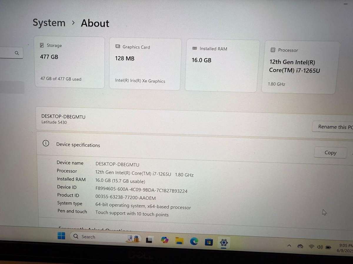 Dell  Latitude 5430 I7 V pro 12th gen  16gb  ram 512gb  ssd  lte dell warranty