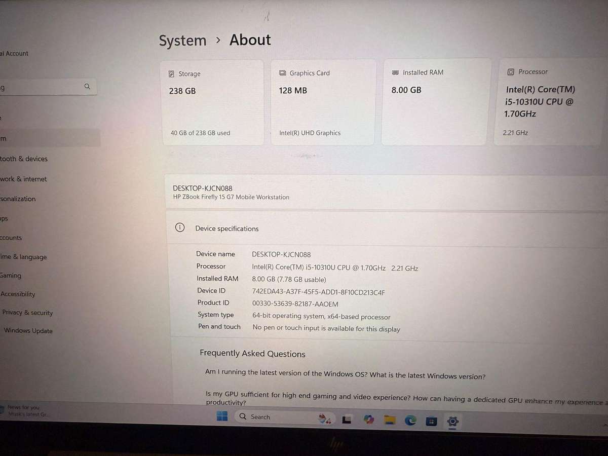 HP ZBook Firefly 15 G7 Workstation | 10th GEN i5, 8GB RAM, 256GB SSD, FHD, Intel UHD Graphics, LTE