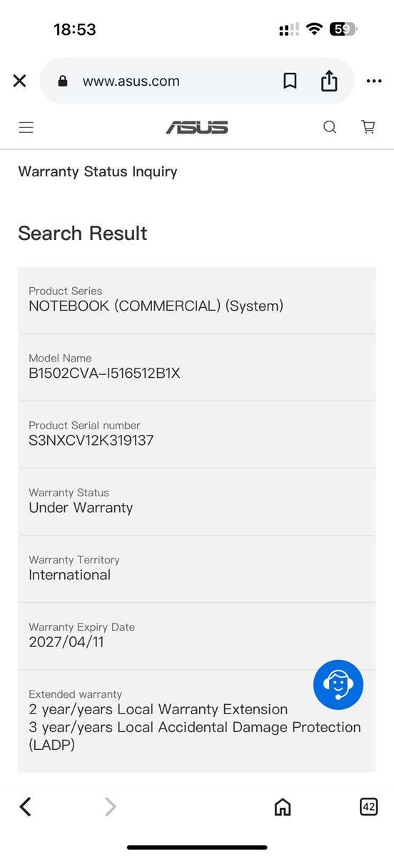 Asus ExpertBook B1502CVA Core i5-1335U 15.6 FHD 16GB RAM 512GB SSD Asus Warranty mint