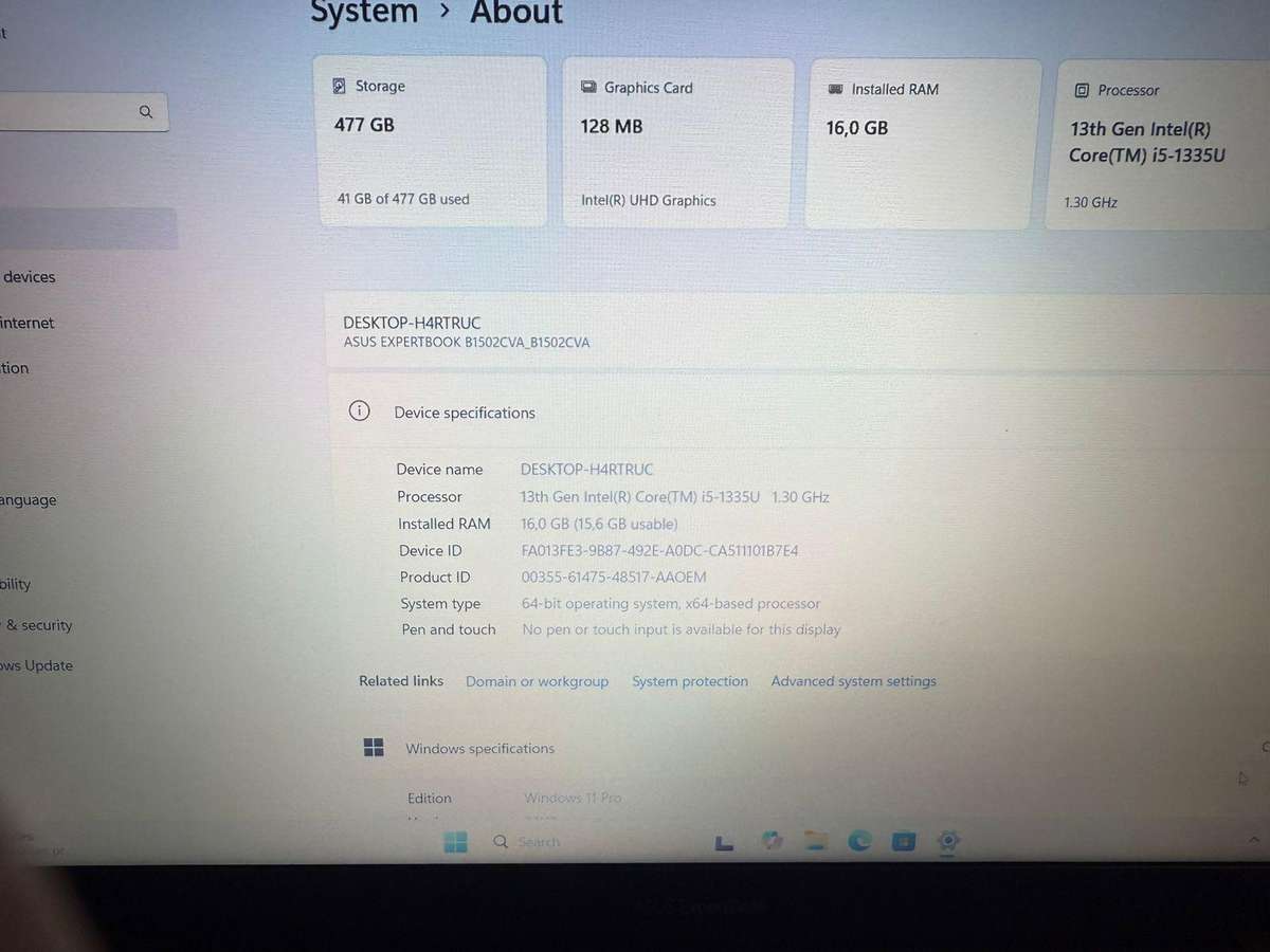 Asus ExpertBook B1502CVA Core i5-1335U 15.6 FHD 16GB RAM 512GB SSD Asus Warranty mint