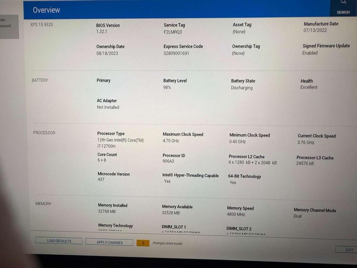 Dell XPS 15 9520 i7 12th gen 32gb ram 1tb ssd  32gb ram GeForce RTX 3050 ti 4gb new condition