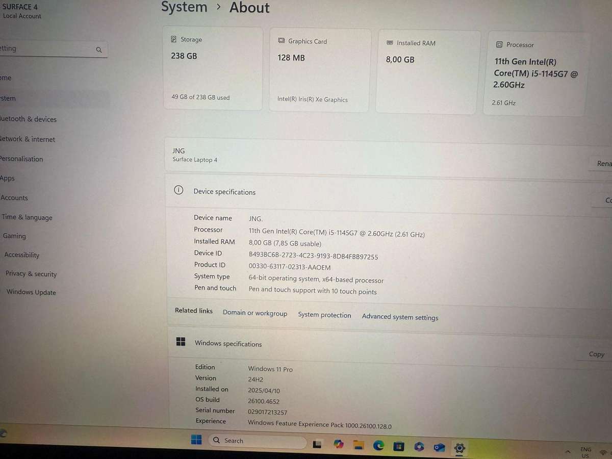 Microsoft Surface Laptop 4 Touchscreen | 11th Gen i5, 8GB Ram, 256GB SSD | 13.5' Display | Boxed