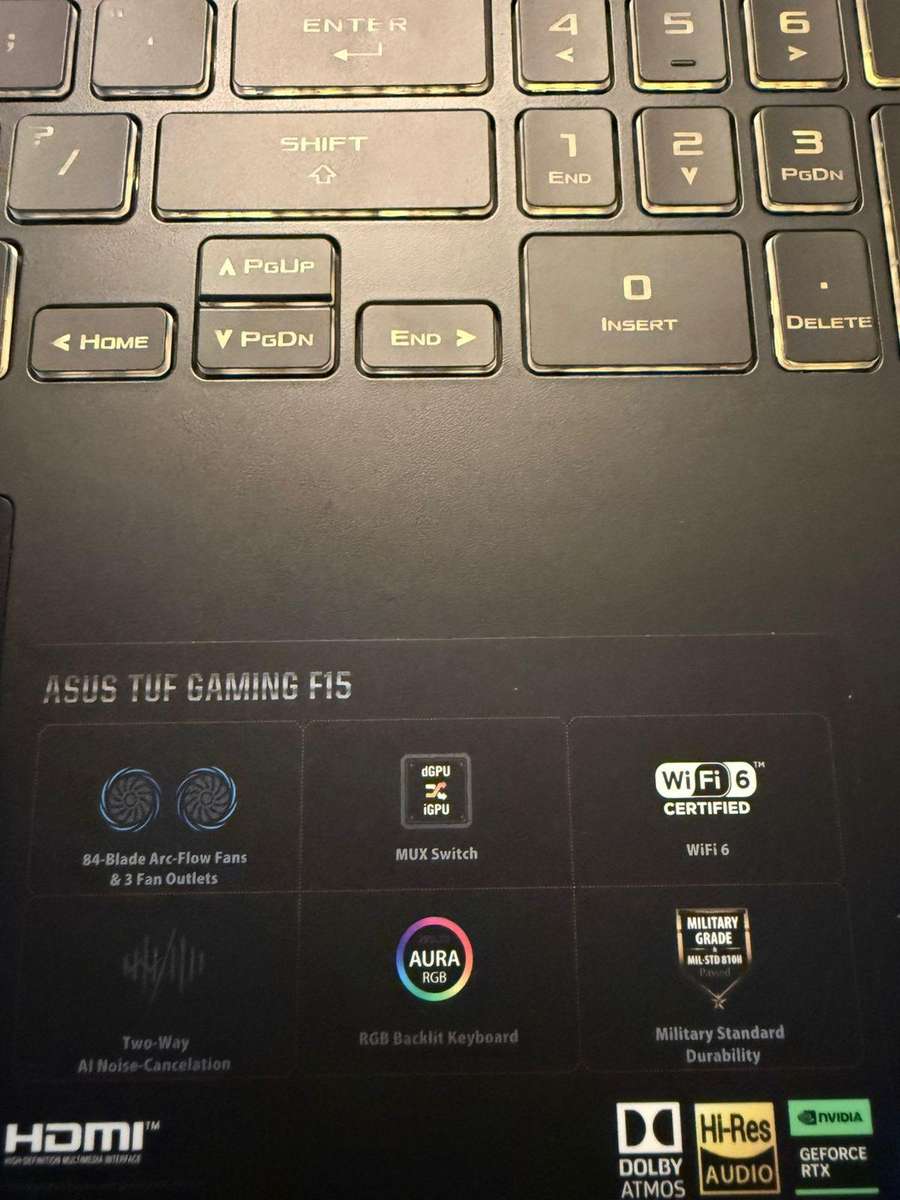 Asus Tuf Gaming F15 Core i7 12th gen  RTX 3050 Gpu Gaming Laptop 32gb ram 2tbssd  mint Asus warranty