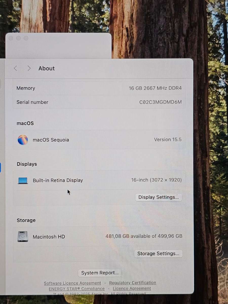 Macbook  Pro 16 inch  2019 touch bar Core i7 16gb ram 500gb ssd new batt