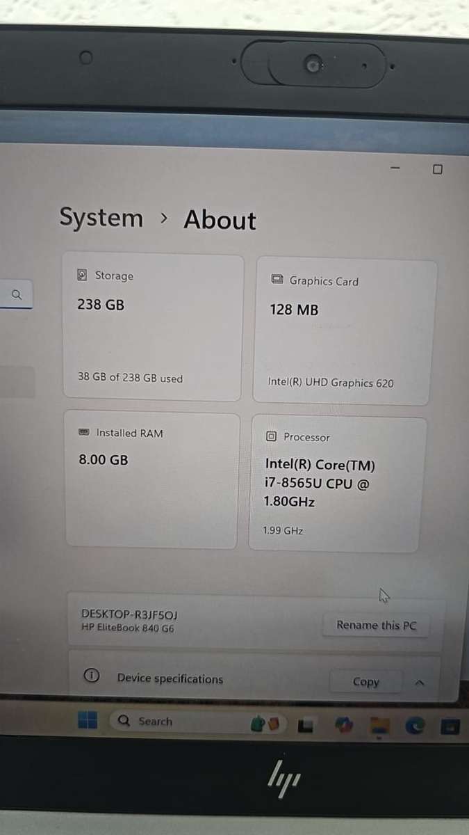 HP EliteBook 840 G6  8th Gen i7-8665U@1.9Ghz, 8gb Ram, 256Gb Ssd Fhd Display Lte