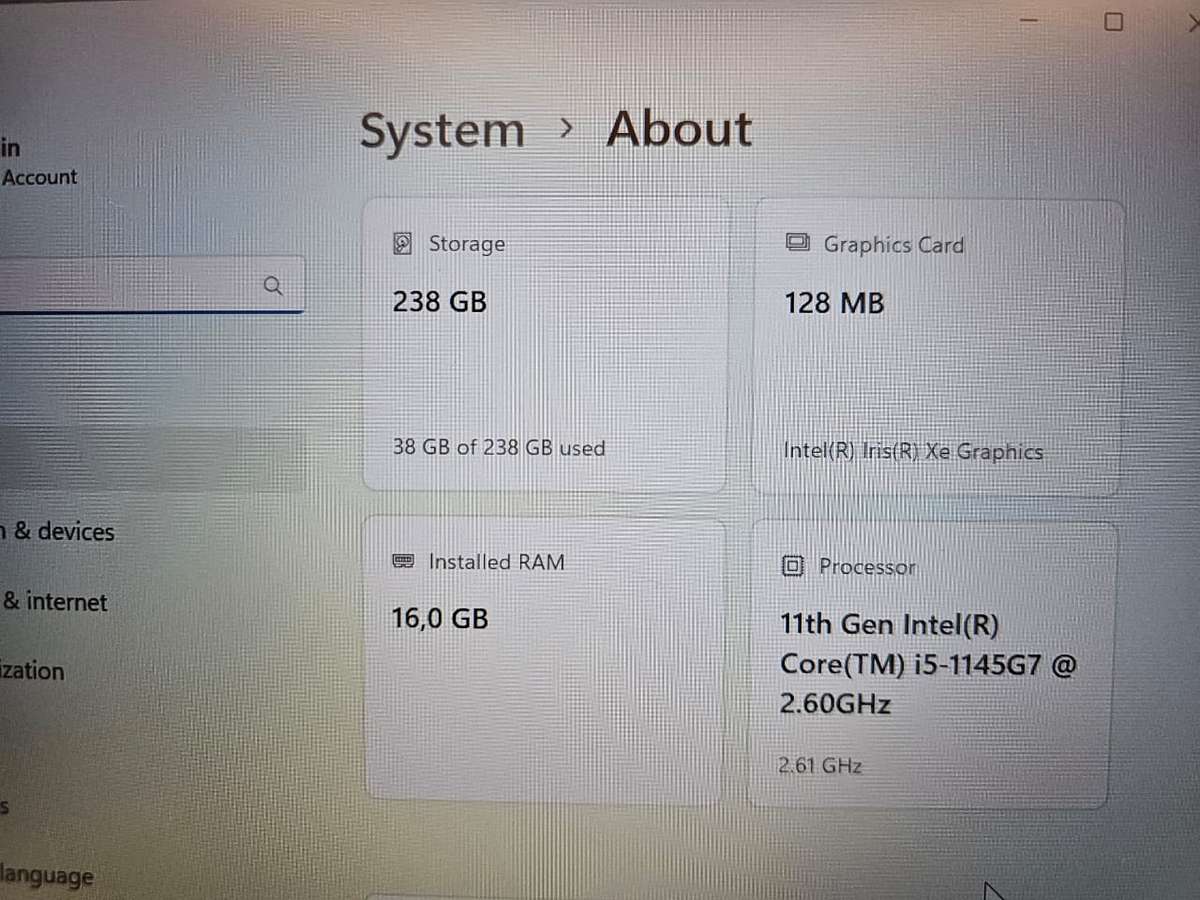 Lenovo thinkpad t14 gen 2 15 11th gen 16gb ram 256gb ssd