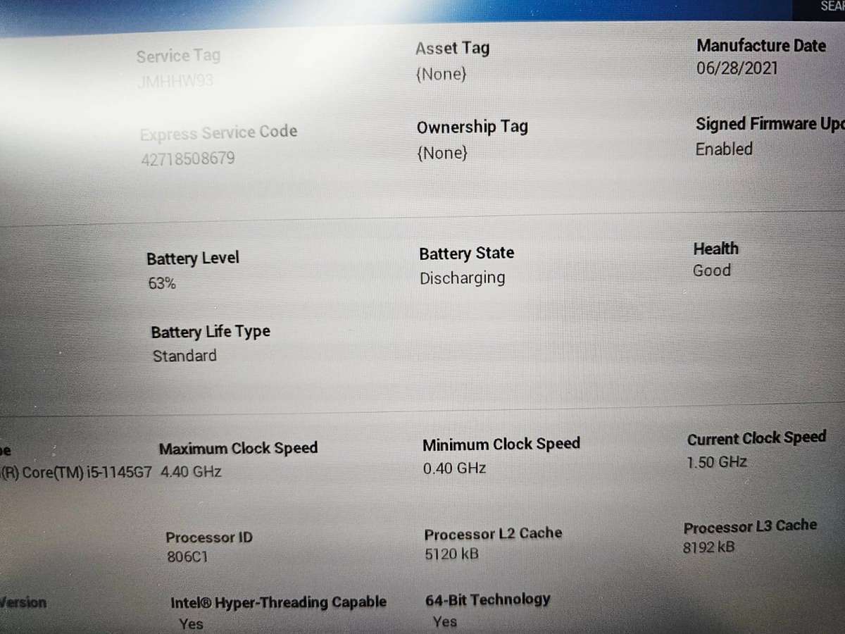 Dell Latitude 5520 Intel Iris Xe Graphics i5, 11th Gen  8GB 256GBssd