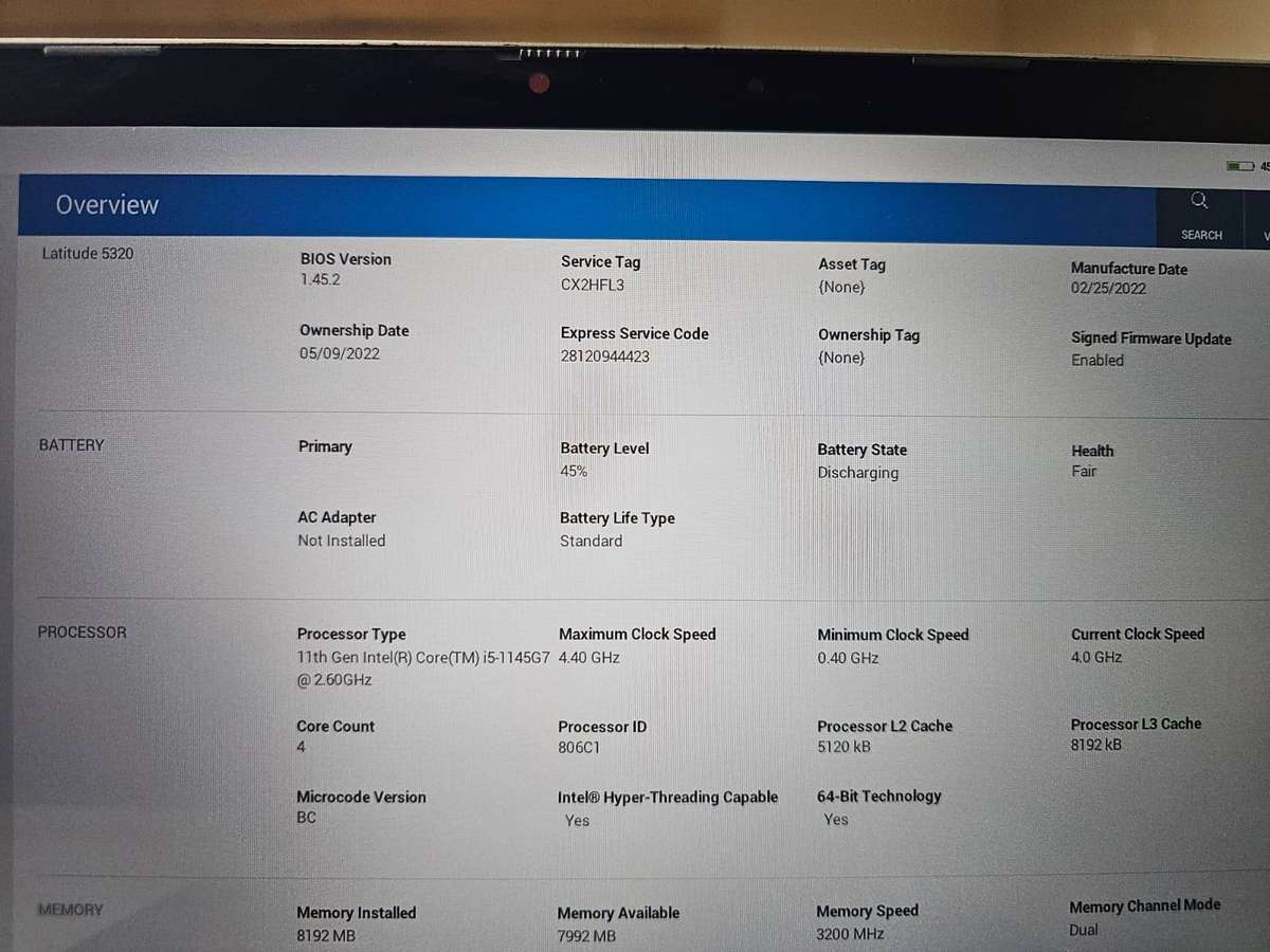 Dell Latitude 5320 i5 1145G7  8GB 256GB SSD  13.3 FHD IPS touch Display