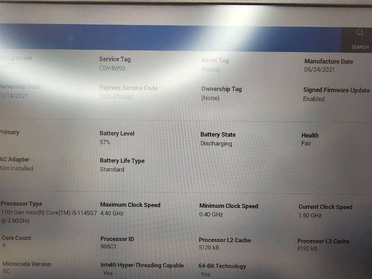 Dell Latitude 5520 Intel Iris Xe Graphics i5, 11th Gen  8GB 256GBssd