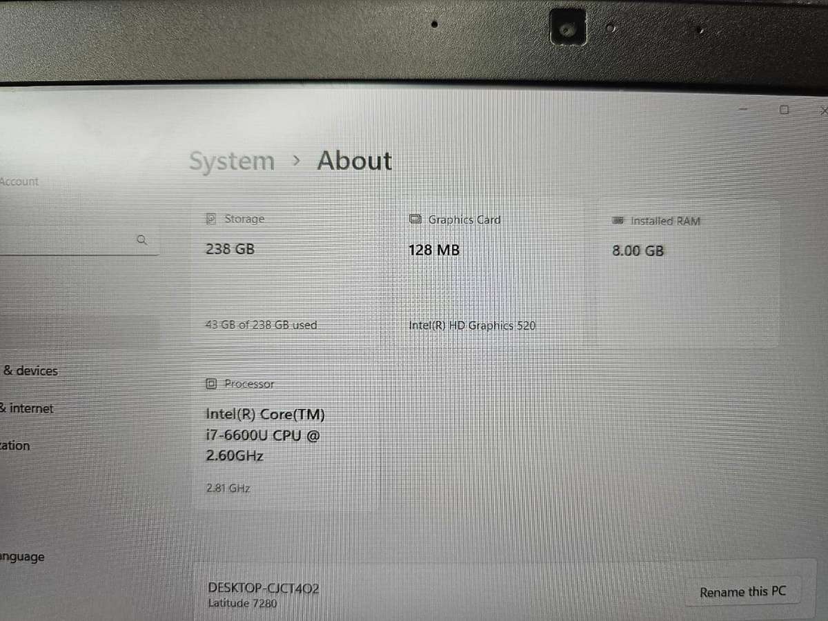 Dell Latitude 7280, 12.5` FHD  Display LTE , i7-6600U@2.8GHz, 8GB RAM, 256GB m.2 SSD new batt