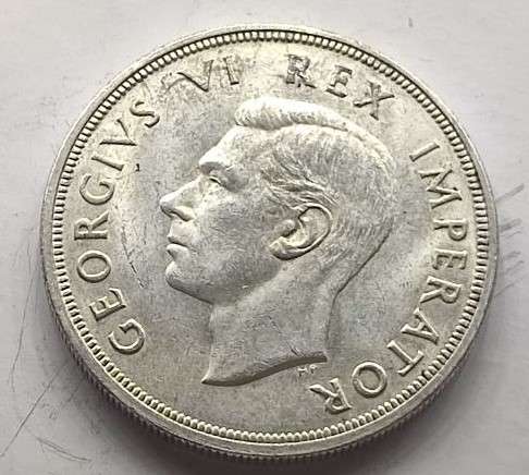 1947 South Africa 5 Shilling Crown Silver coin