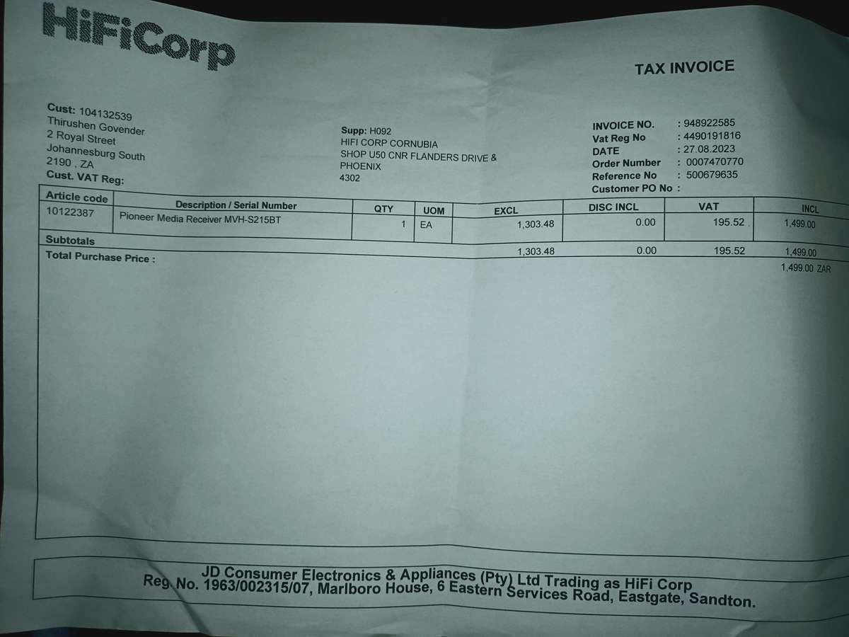 Pioneer Media Receiver MVH-S215BT (Bluetooth Car Radio)