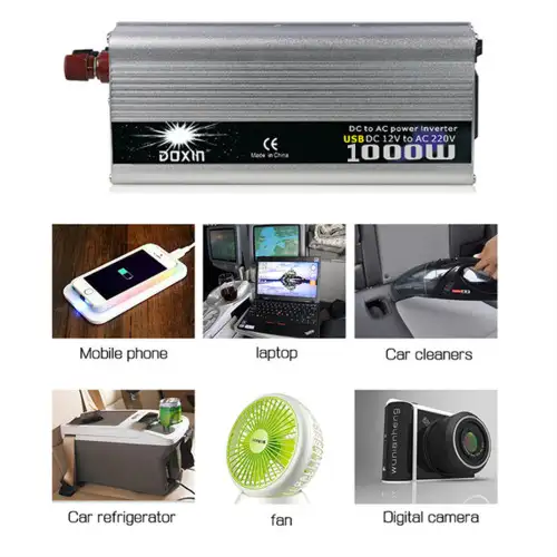 Vehicle Power Inverter DC12V to AC220V Portable 1000W Home Power Inverter 1000W