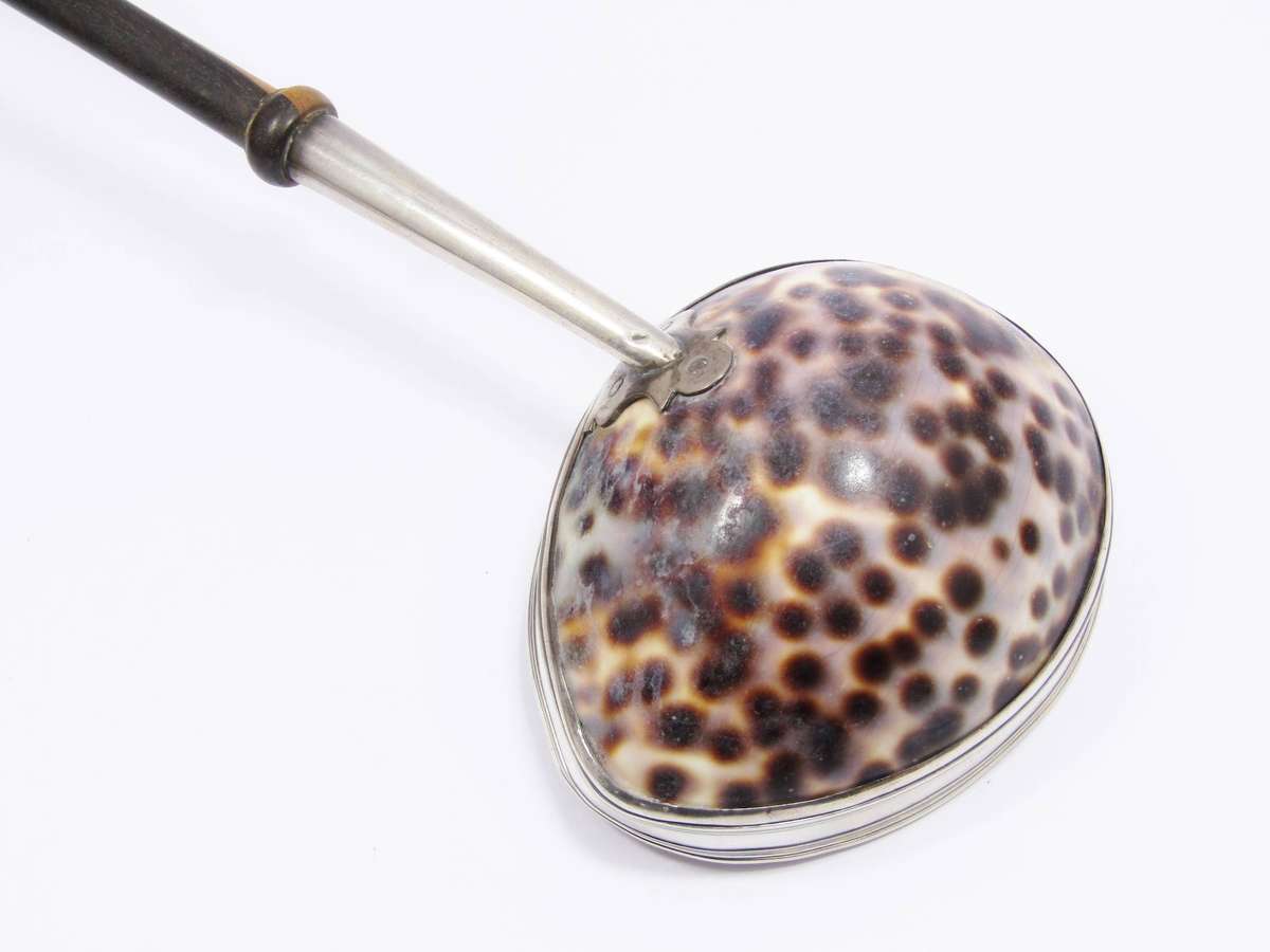 Antique 19th Century Silver-Mounted Cowrie Shell Ladle