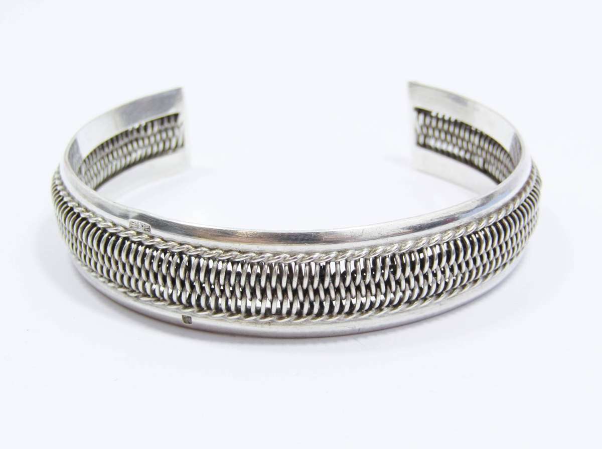 A Gorgeous Textured Cuff Bangle in 800 Silver