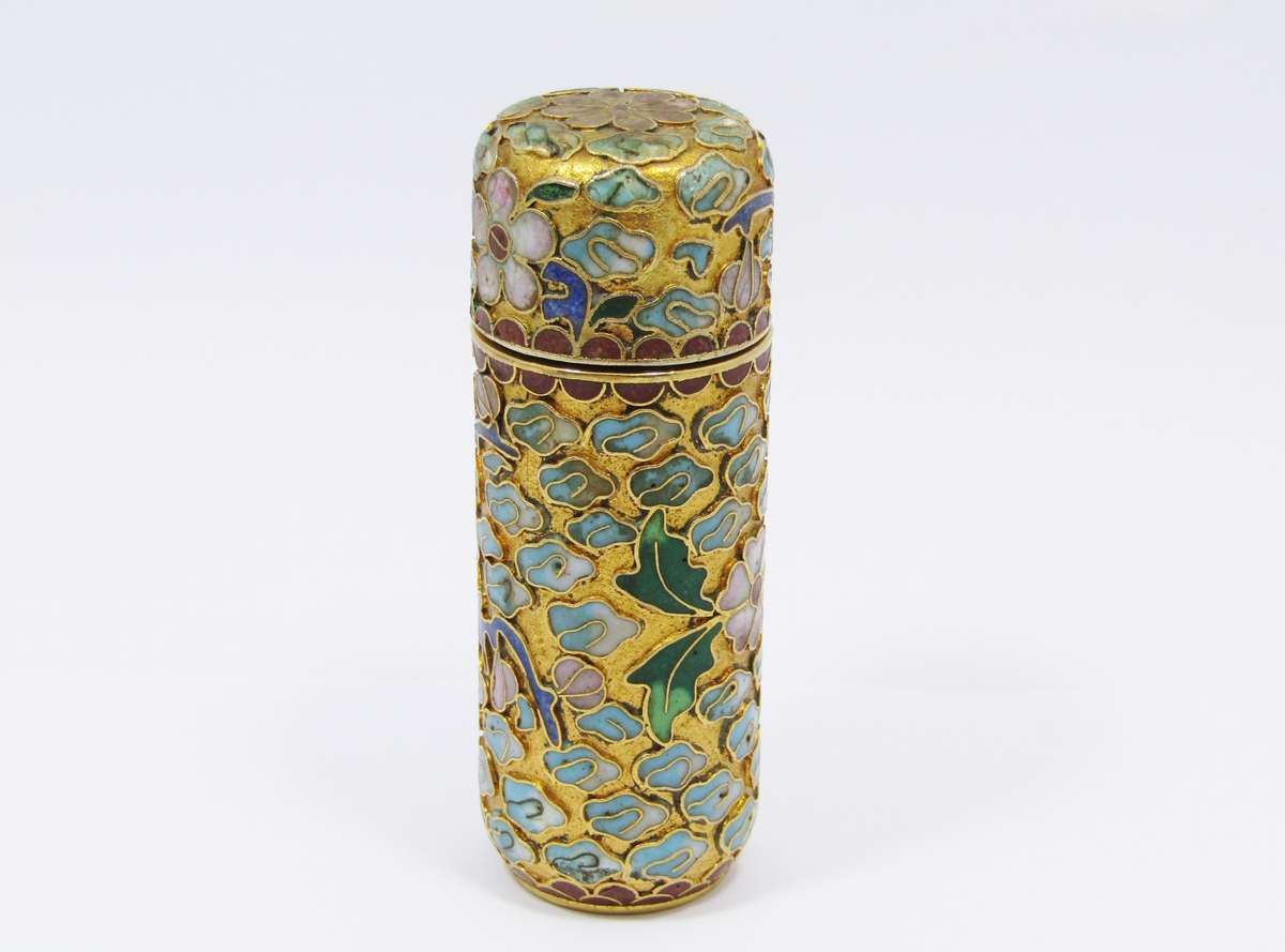 A Gorgeous Cloisonné Tall Cylinder With Lid