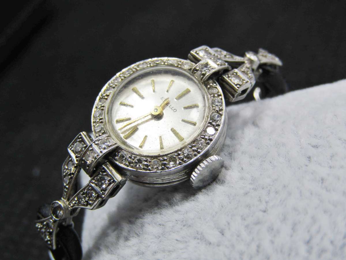 Stunning! Antique Platinum & Diamond Watch with Rolex Case