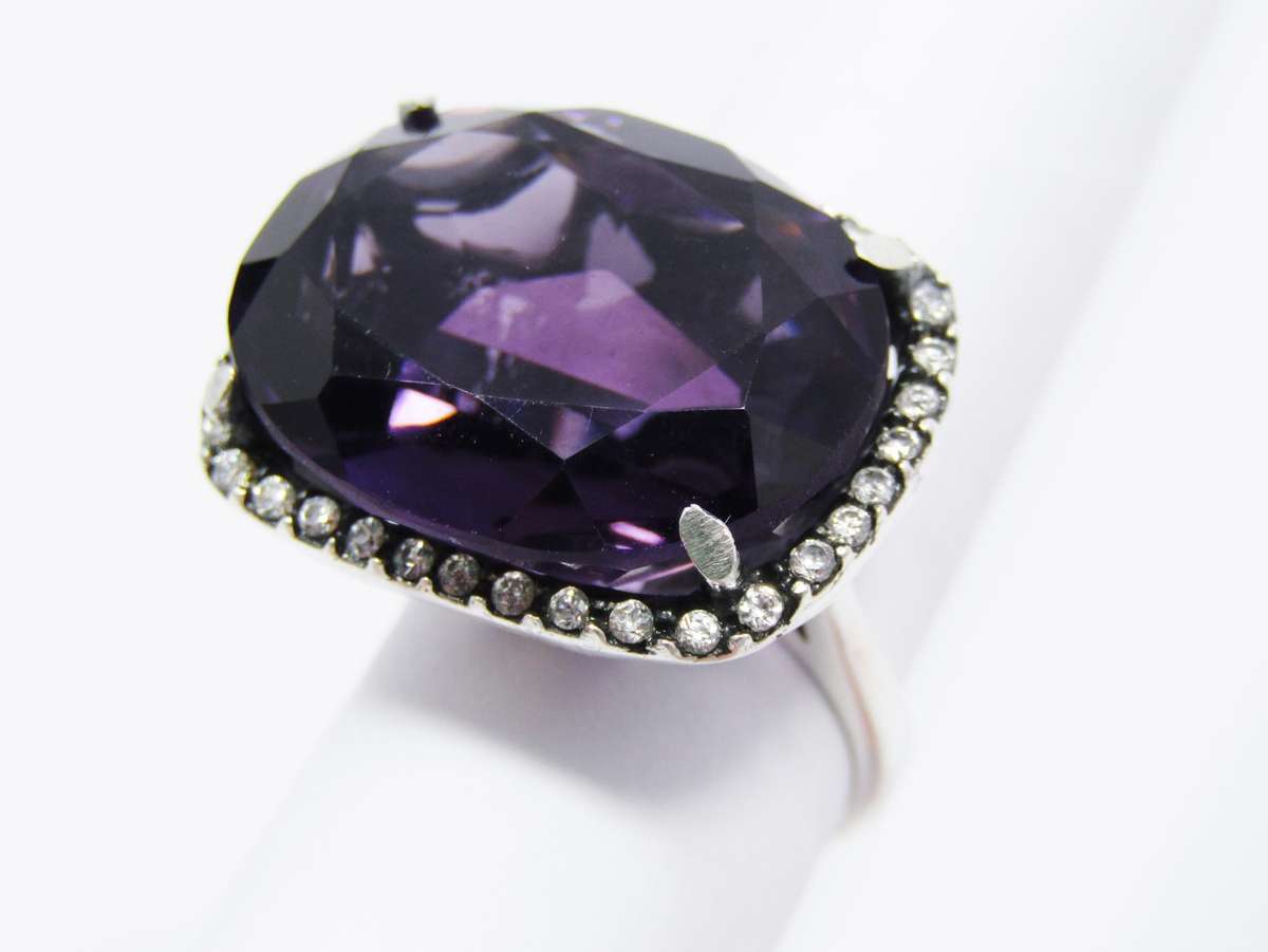 A Gorgeous Chunky Purple Stone Ring in Sterling Silver