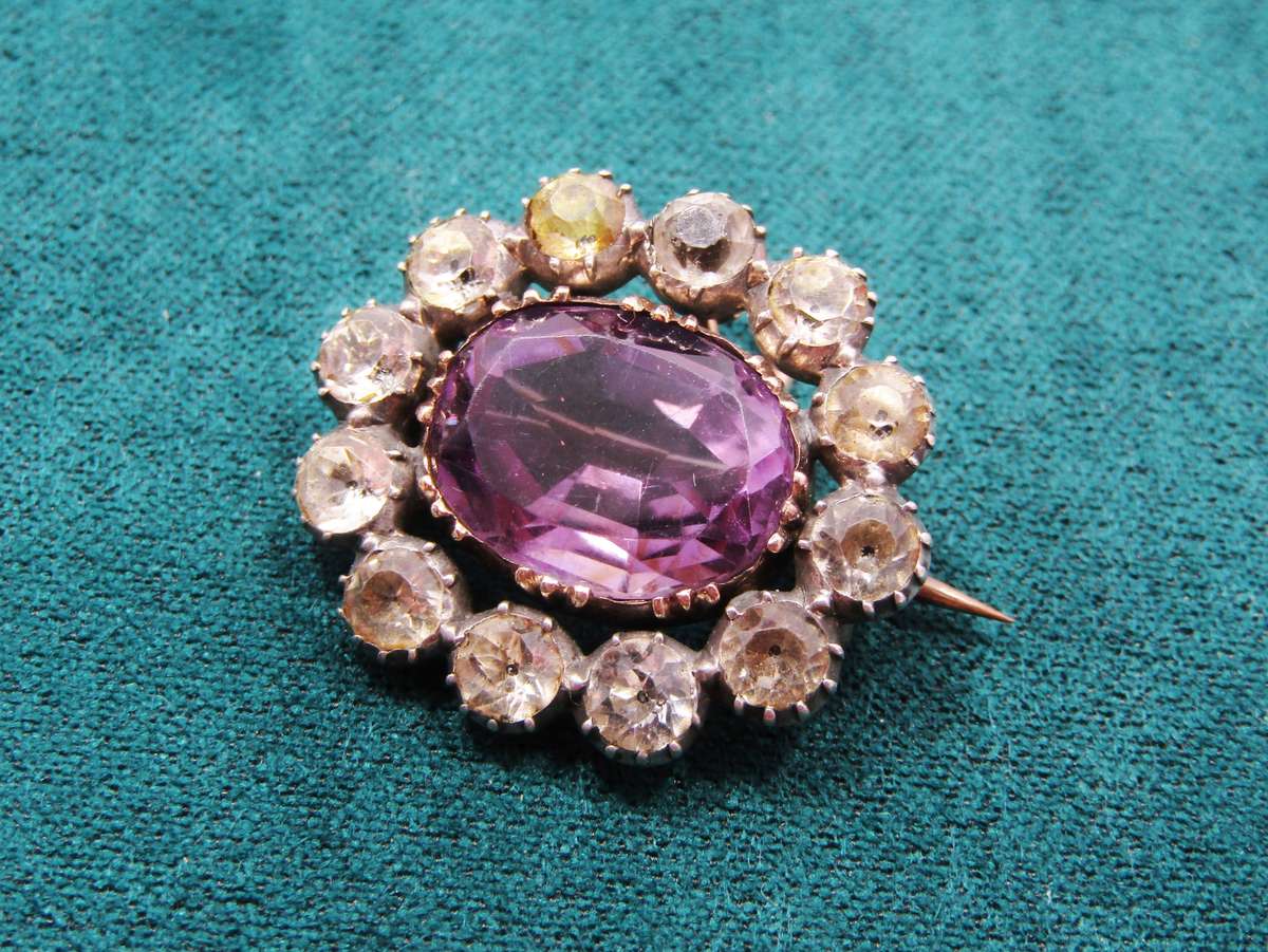 Antique Georgian "Black Dot" 9CT Gold & Silver Brooch