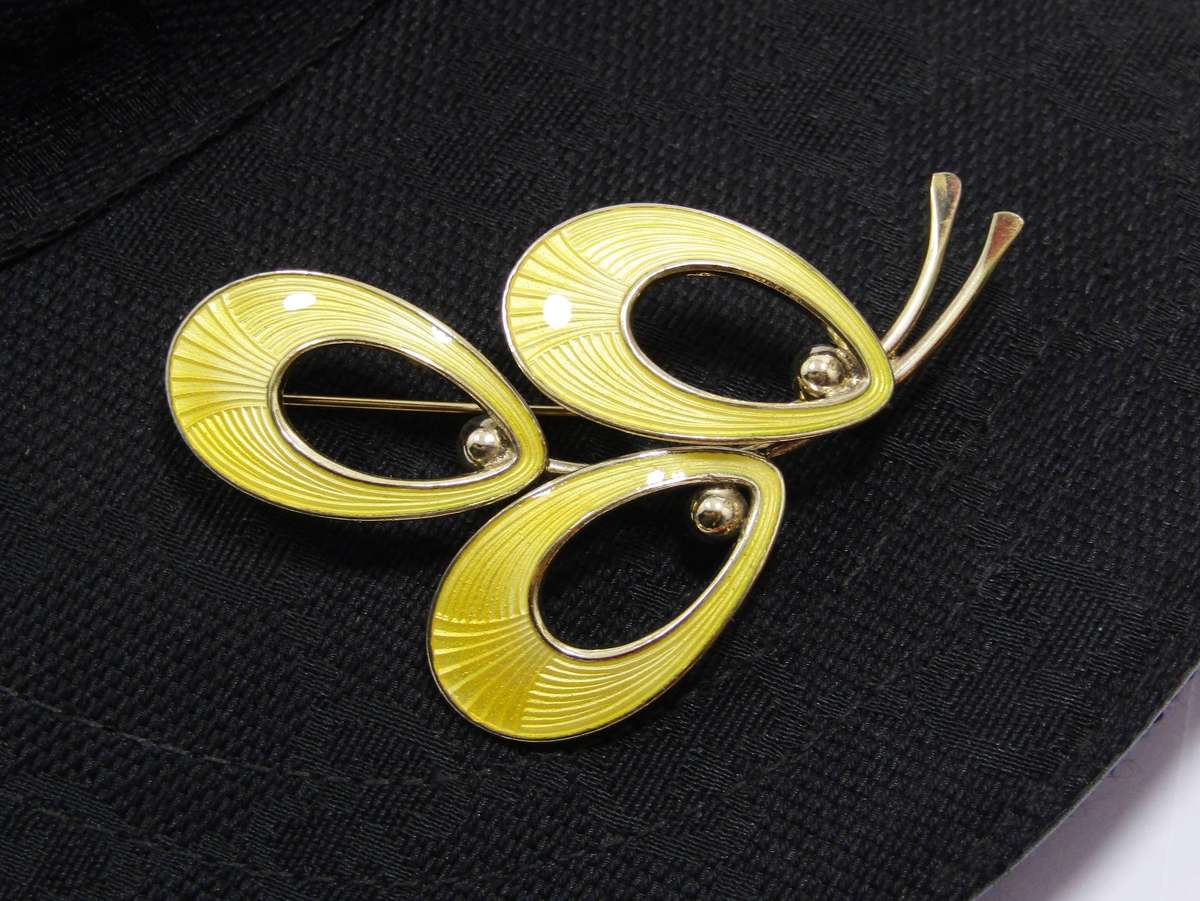 Vintage Scandinavian Sterling Silver & Enamel Brooch
