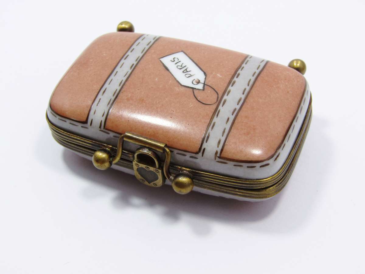 Limoges (France) Hand-Painted "Suitcase" Trinket Box