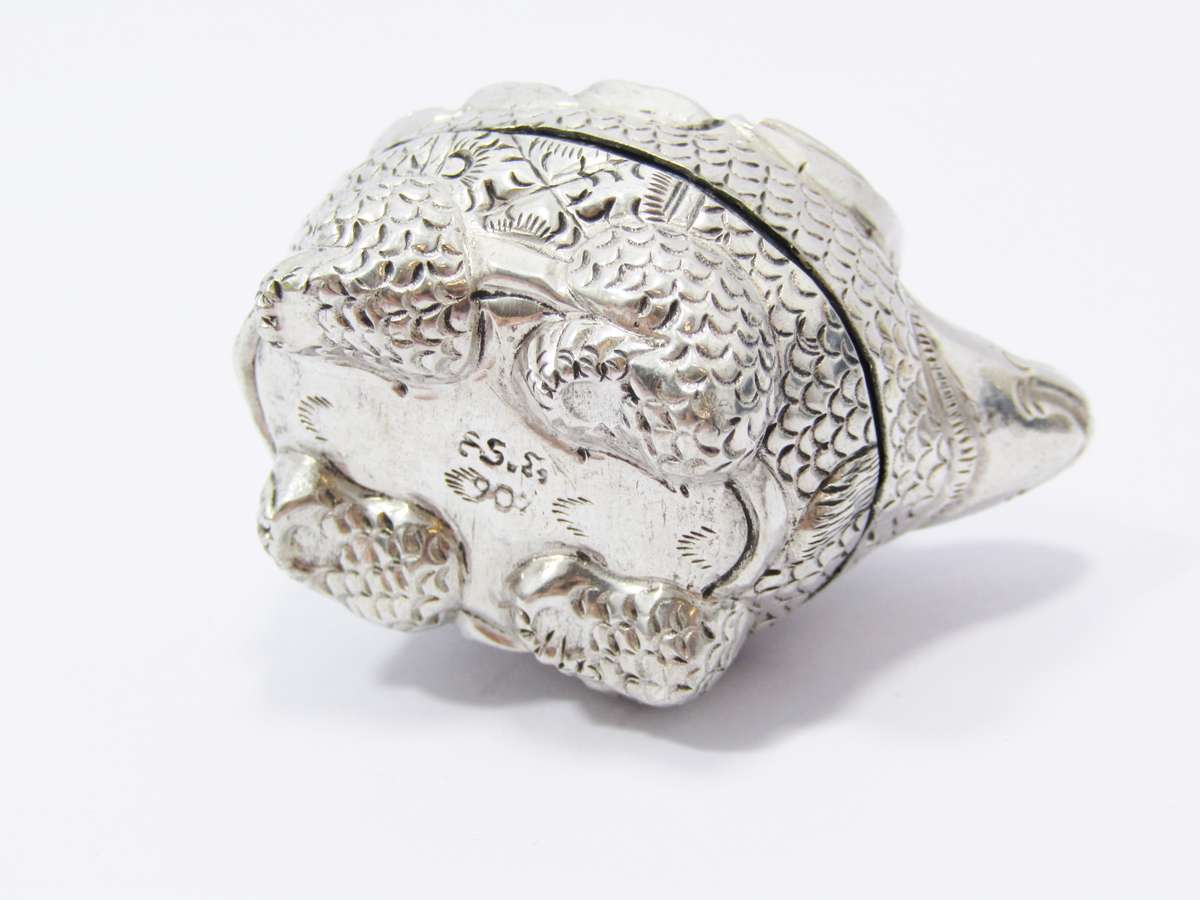 Vintage Cambodian Silver Miniature Box in the form of a Turtle